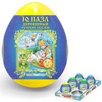 Деревянный IQ Пазл в ЯЙЦЕ 12 см Русские сказки в ассортименте 136109 СТОК