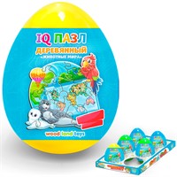 Деревянный IQ Пазл в ЯЙЦЕ 12 см Животные мира в ассортименте 136102 СТОК