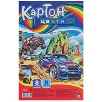 Картон цвет. 8 л. 8 цв. А4 ВНЕДОРОЖНЫЙ ЗАЕЗД 08-7684