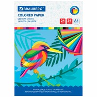 Бумага цвет. 24 л. 24 цв. А4 Птица 113538 BRAUBERG