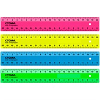 Линейка пластик 20см СТАММ 2 шкалы,  непрозрачная, неоновые цвета, ассорти351472