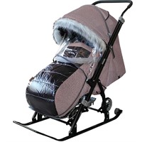 Санки коляска Galaxy NOVA лён пудровый