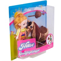 Кукла малышка JN638-3 Девочка с лошадью на блист.