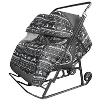 Санки коляска Близняшки Олени на черном.Полярная ночь