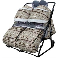 Санки коляска Близняшки Скандинавская ночь.Олени на коричневом