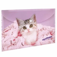Папка-конверт с кнопкой А4 до 100 листов Котенок ЮНЛАНДИЯ 228049