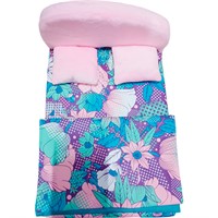 Мебель мягкая Кровать,2 подушки,одеяло."Цветы сирень" со светло-розовым плюшем НМ-003-35 СТОК