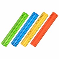Линейка 20 см пластик Brauberg с держателем, прозрачная, неоновая, ассорти, 210834
