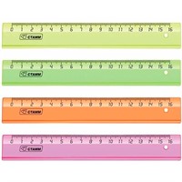 Линейка пластик 16см NEON Cristal ассорти СТАММ ЛН02