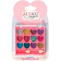 Палетка крем-теней д.век с блёстками,12 цветов "Сердечки",9 г,роз. коллекция,с аппликатором Т25835