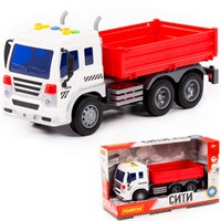 Автомобиль Сити бортовой, инерционный со светом и звуком красный в коробке 91659 П-Е /8/