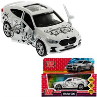 Модель X6-12GRL-WH BMW X6 ДЛЯ ДЕВОЧЕК 12 см, двери, багаж, инер, белый Технопарк в коробке