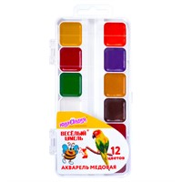 Акварель 12 цв. ВЕСЕЛЫЙ ШМЕЛЬ, медовая 192362 Юнландия