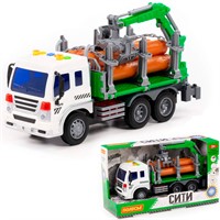 Автомобиль Сити-лесовоз инерционный со светом и звуком зелёный в коробке 96067 П-Е /8/