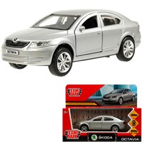 Модель OCTAVIA-12-SR SKODA OCTAVIA 12 см, двери, багаж, инерц. серебристый Технопарк  в коробке