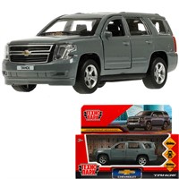 Модель TAHOE-12-GY CHEVROLET TAHOE 12 см, двери, багаж, инерц, темно серый Технопарк в коробке