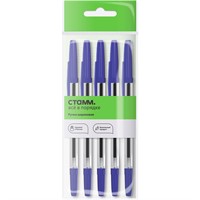 Ручка шариковая синяя "Оптима" 5шт., СТАММ 1,0мм 346496. СТОК