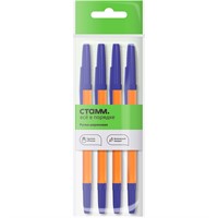 Ручка шариковая синяя "Оптима" 4шт., СТАММ 1,0мм 346493. СТОК