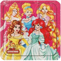 Деревянный Пазл принцессы, 10*10 см терм. пакет Буратино PRINC-01
