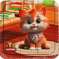 Деревянный Пазл с рамкой 10*10 см. Котёнок. BRT11