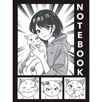 Блокнот 467-0-159-14839-5 Аниме Монохром. Девочка с котиком