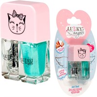 Набор двойные лаки для ногтей,Kitty, перламутр с блёстками и бирюзовый 2 по 4 мл Т25658