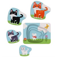 Деревянный Пазл-матрешка Четыре кота, основание 4 детали 962523