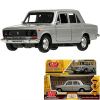 Модель 2106-12-SR ВАЗ-2106 жигули 12 см, двери, багаж, инерц, серебристый Технопарк в кор.