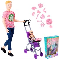 Кукла Miss Kapriz 117AYSKQ Мой малыш с папой и аксесс. в кор.