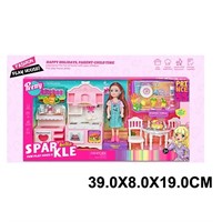 Кукла малышка 7021 Кухня с аксесс. в кор.