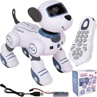 Собака на радиоуправлении BG1533 белый-серый-синий в кор.