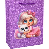 Пакет 23х18х10см Девочка с котенком 141V-972