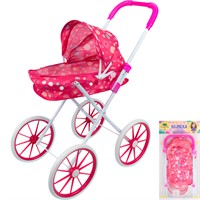Коляска д/куклы Miss Kapriz MKD15B Розовое конфетти, большие колеса в пак.