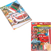 Набор для творчества Аппликация песком матовая 17*23 см Тачки МУЛЬТИ АРТ SANDMAT-125466