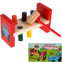 Деревянная Стучалка СИНИЙ ТРАКТОР в кор. Буратино W033-STR