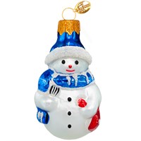 Елочное украшение Снеговик с метлой голубой h-9см ФУ-407/4