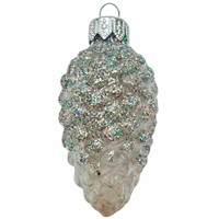 Елочное украшение Шишка в снегу серебро h-8см ФУ-2-90/П2