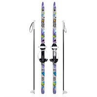 Лыжи подростковые Снежный гонщик 120/97см серые с палками из стеклопластика 325135-00 Dvizhok .
