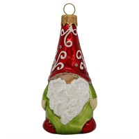 Елочное украшение Веселый бородач 3 зеленый-красный h-10 см ФУ-599/1