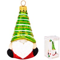 Елочное украшение Веселый бородач 2 красный с зеленым h-9,5 см ФУ-598/2