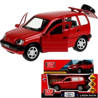 Модель LADANIVA-12-RD LADA NIVA длина 12 см, двери, багаж, инерц, красный Технопарк  в коробке