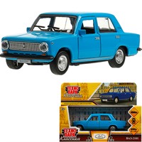 Модель 2101-12-BU ВАЗ-2101  длина 12 см, двери, багаж, инерц, синий Технопарк  в коробке