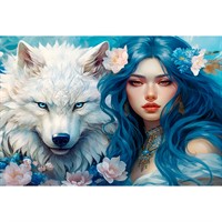 Набор для творчества Алмазная мозаика 30х40 см Девушка  с волком НД-0482