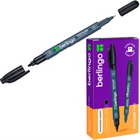 Маркер черный перманентный двухсторонний Berlingo Multiline PE55 05/1мм BMd_07101 СТОК