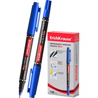 Маркер синий двухсторонний перманентный ErichKrause Double P-80 48184