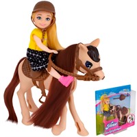 Кукла малышка JN638-1 Девочка с лошадью на блист.