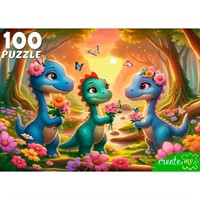 Пазл 100 Три динозаврика в лесу УК100-0240