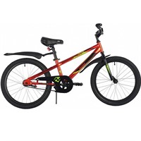 Велосипед двухколесный 20" NOVATRACK JUSTER красный,тормоз ножной, защита  А-тип, пластиковые крылья 205JUSTER.RD23