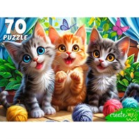 Пазл 70 Три котенка с клубками УК70-0231