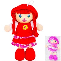 Кукла мягк. в платье E156010 25см